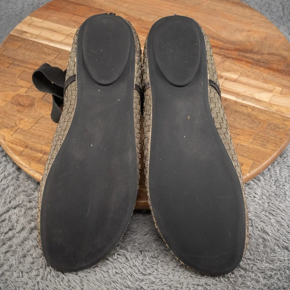 Bernie Mev 41 size 10 Monica Woven Comfort Ballet Flats‎ Black/Gold